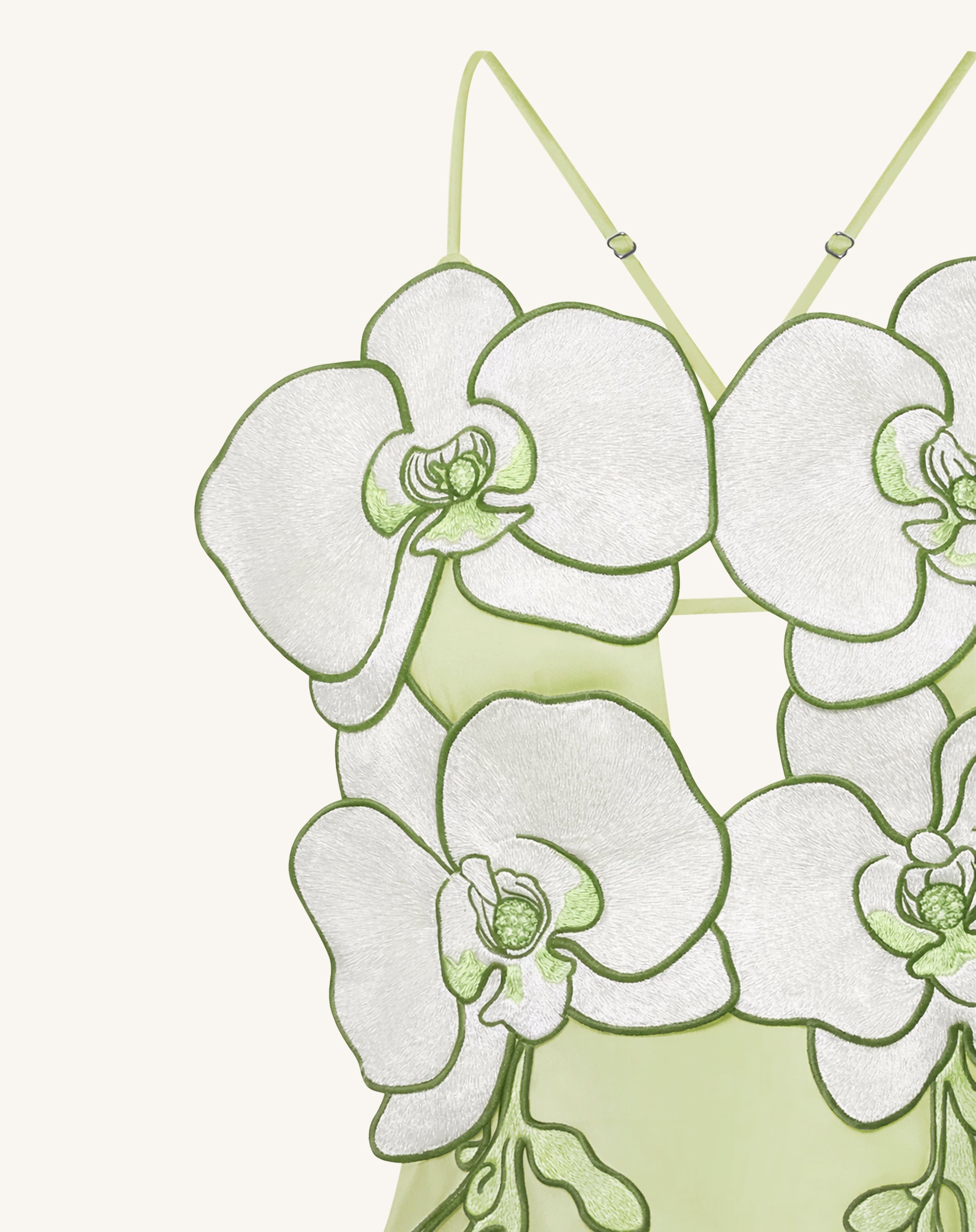 Orchid Embroidered Dress - Light Green/Ivory - Image 5