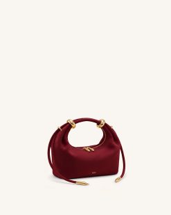 Alternative view of Ellie Faux Suede Metal Ring Embellished Top Handle Bag - Burgundy