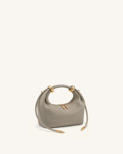Alternative view of Ellie Faux Suede Metal Ring Embellished Top Handle Bag - Grey