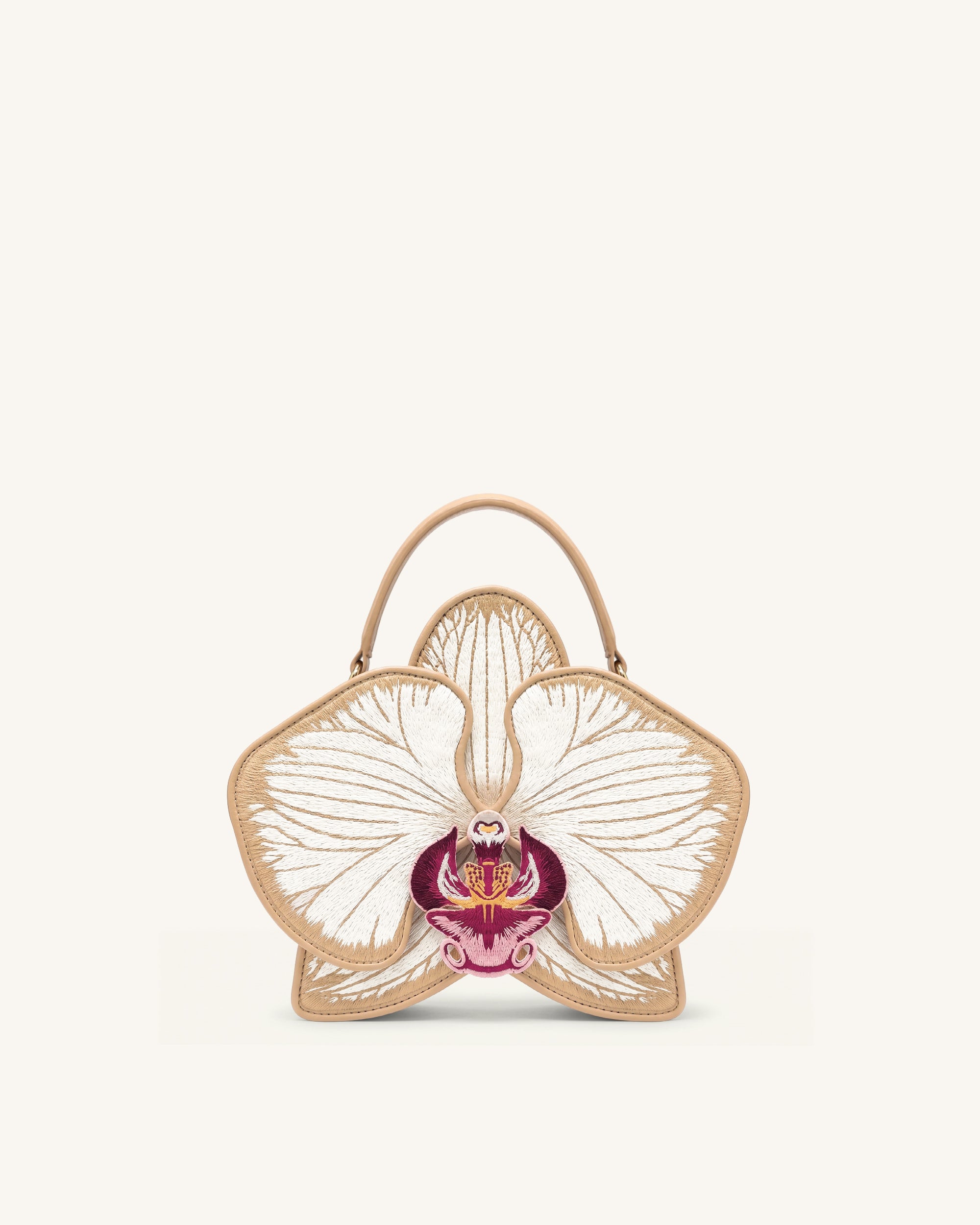 Flora Orchid Shaped Top Handle Bag - Champagne