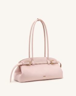 Alternative view of Arden Faux Suede Belt Detail East-West Shoulder Bag - Pink