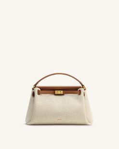 Carmen Top Handle Bag - Brown Canvas