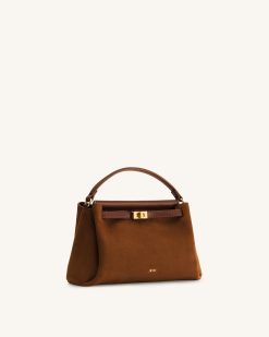 Alternative view of Carmen Faux Suede Top Handle Bag - Brown