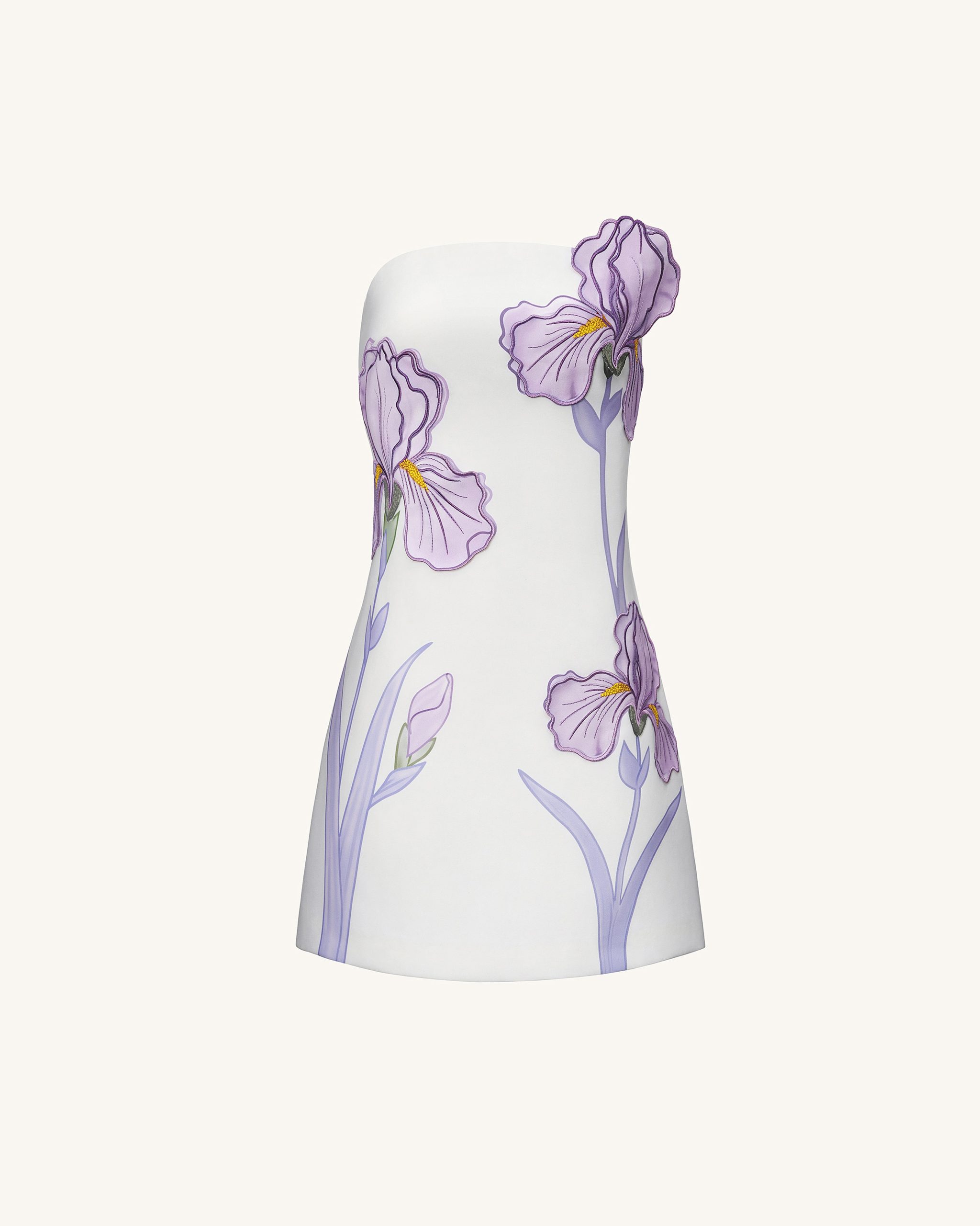 Iris Floral Print Strapless Dress - White - Image 2
