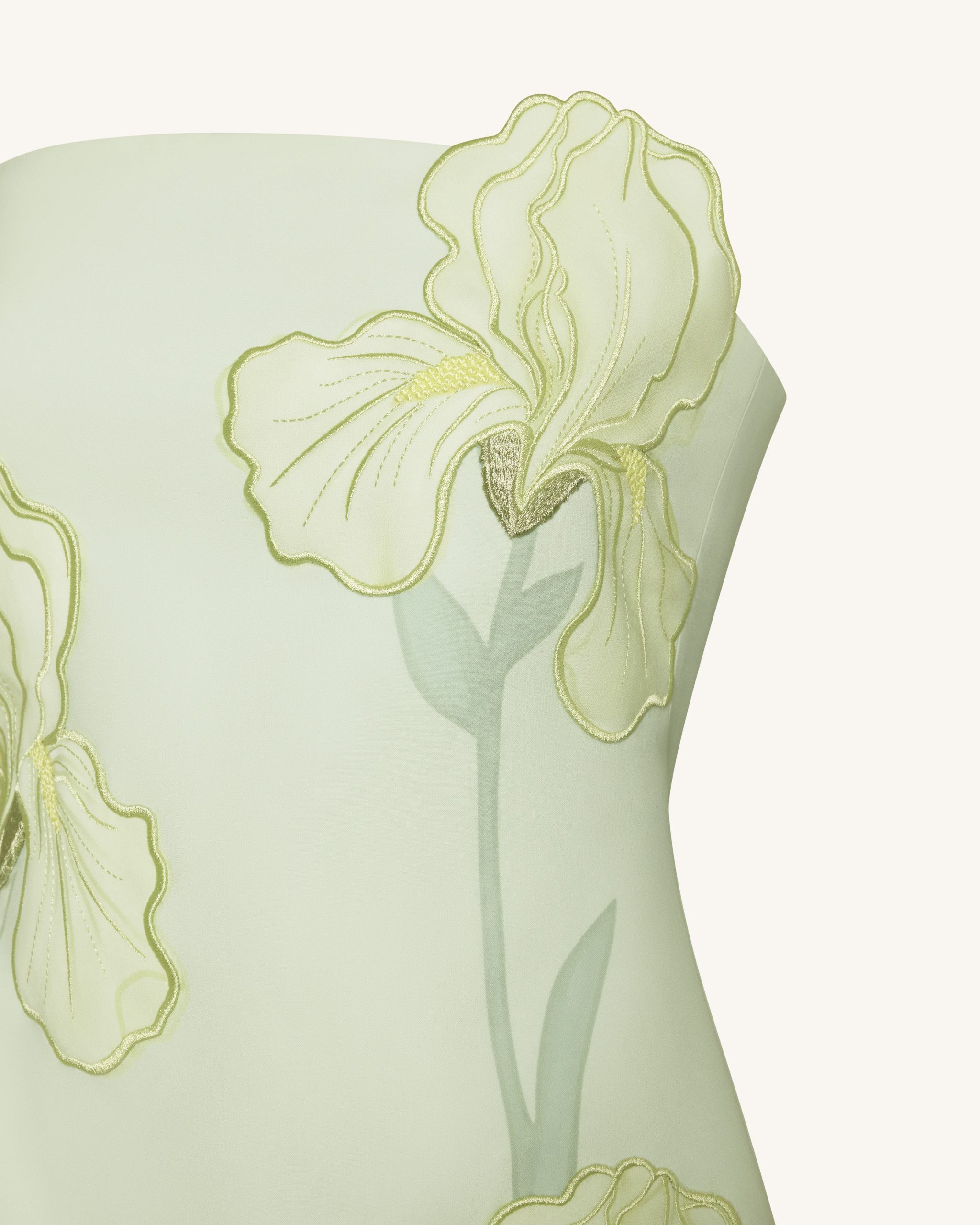 Iris Floral Print Strapless Dress - Green - Image 5