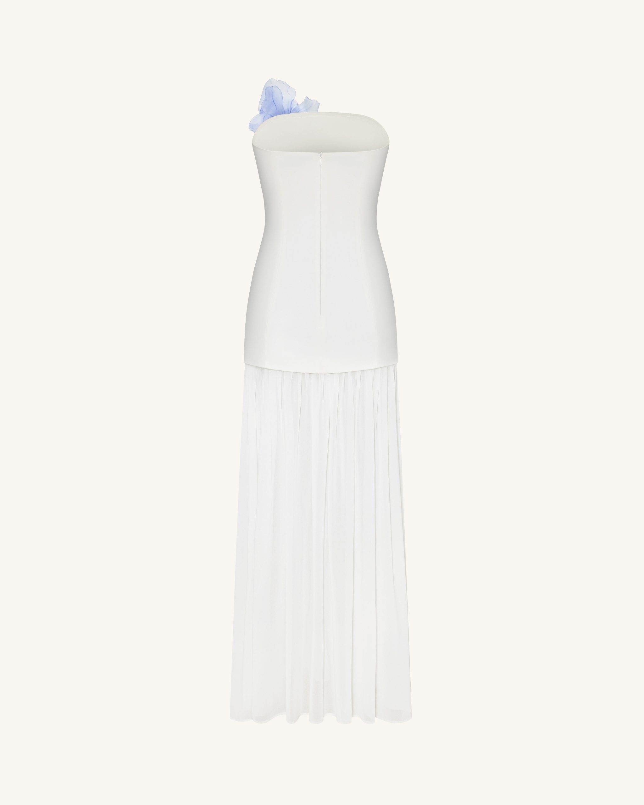 Floral Print Strapless Mixed Maxi Dress - Ivory - Image 4