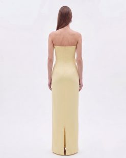 Alternative view of Floral Appliqué Strapless Dress - Yellow