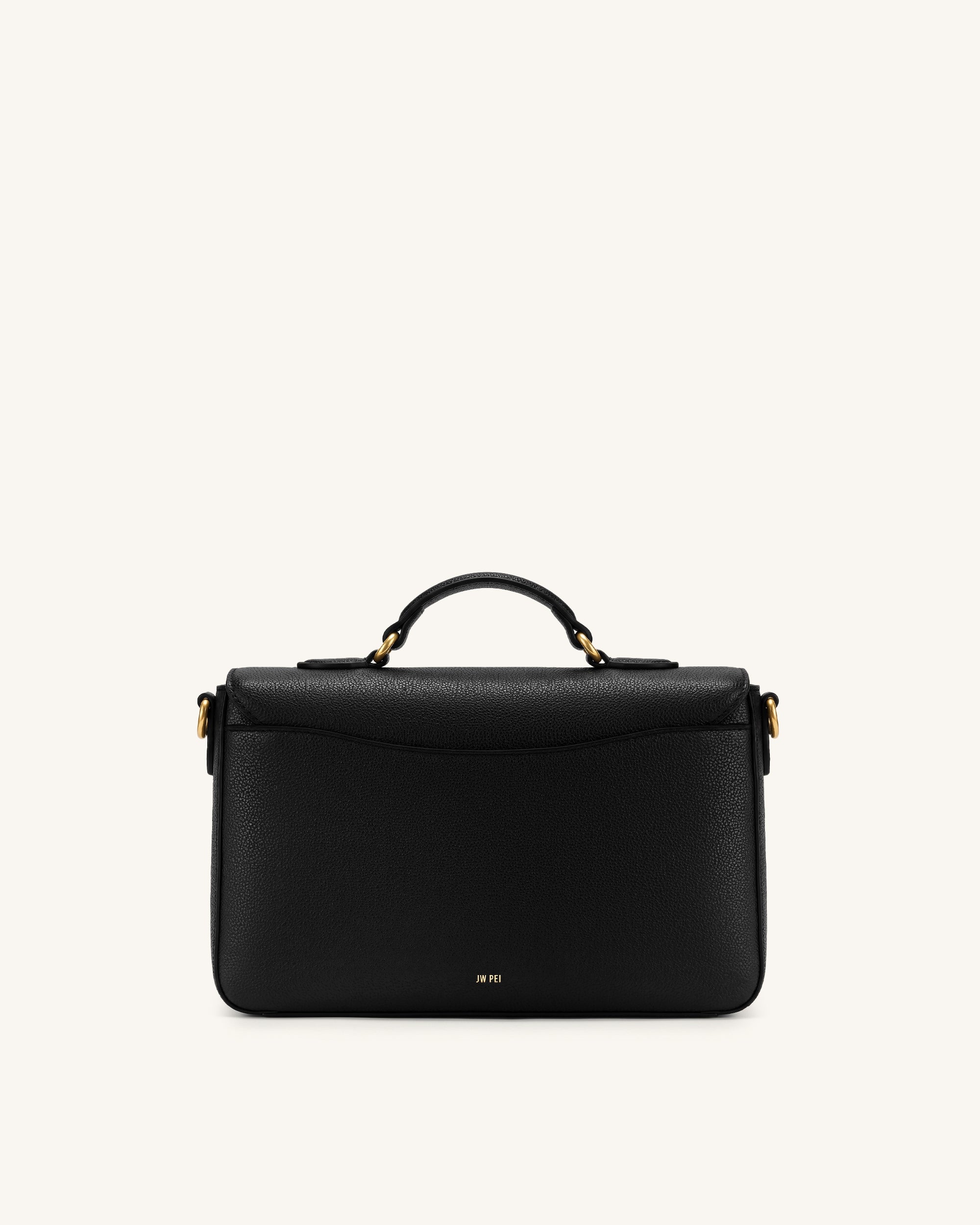 Mirelle Pebbled Top Handle Satchel - Black - Image 3