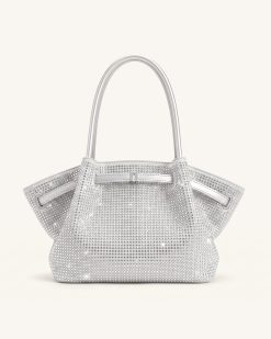 Hana Large Artificial Crystal Tote Bag - Silver