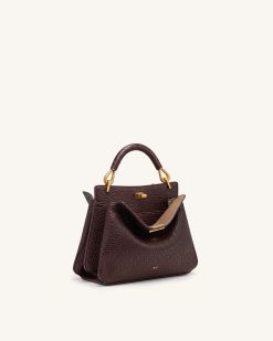 Alternative view of Lucia Elephant-Effect Top Handle Bag - Dark Brown