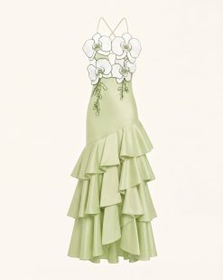 Alternative view of Orchid Embellished Ruffle Midi Dress - Light Green