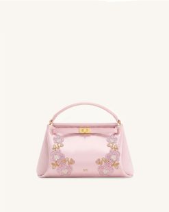Carmen Beaded Orchid Top Handle Bag - Light Pink
