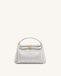 Carmen Artificial Crystal Top Handle Bag - Light Gray