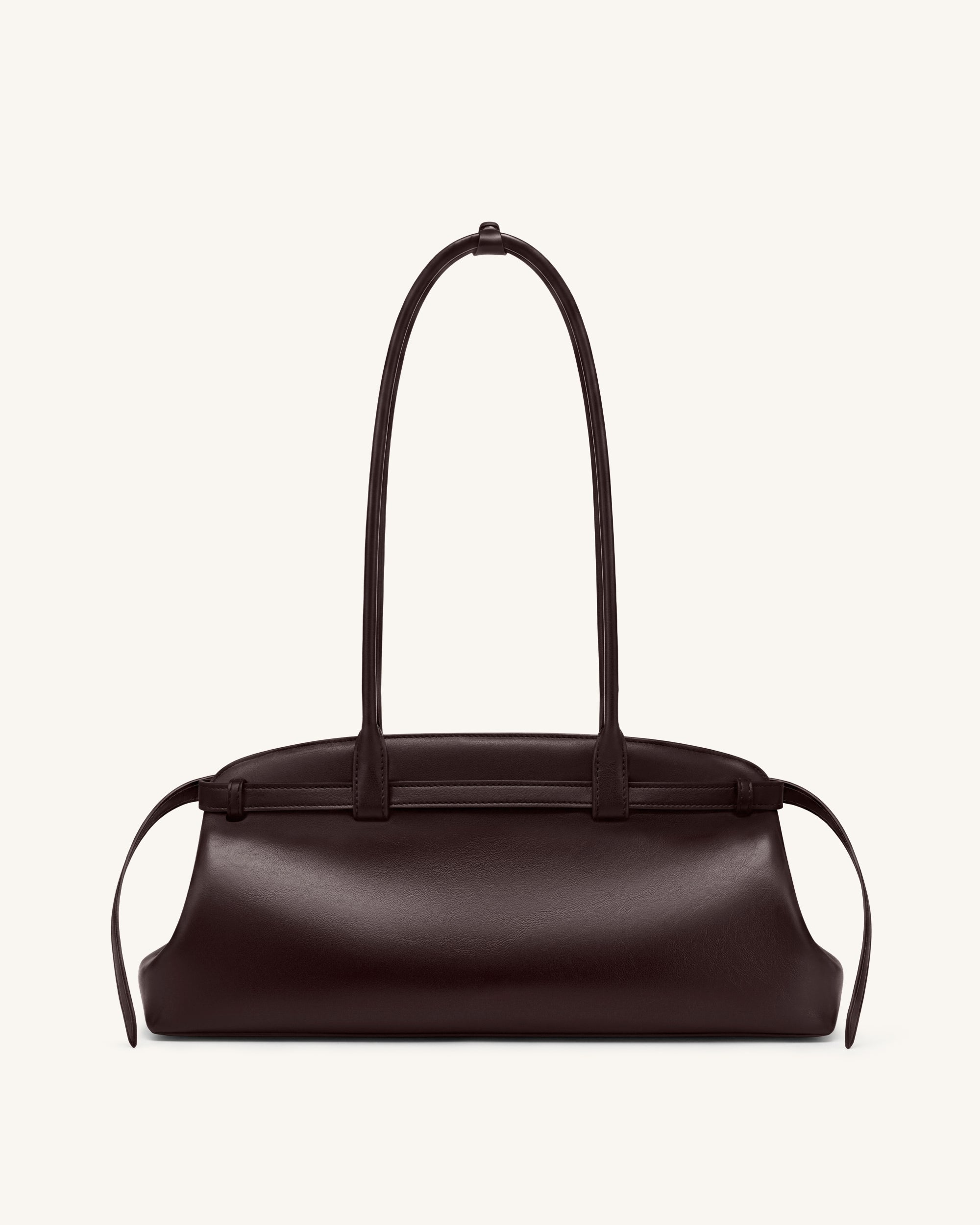 Arden Belt Detail East-West Shoulder Bag - Dark Brown - Image 3