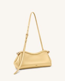 Alternative view of Naomi Satin Curved Shoulder Bag - Champagne Gold