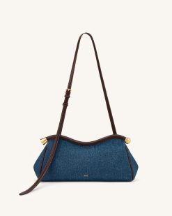 Naomi Curved Shoulder Bag - Blue Denim