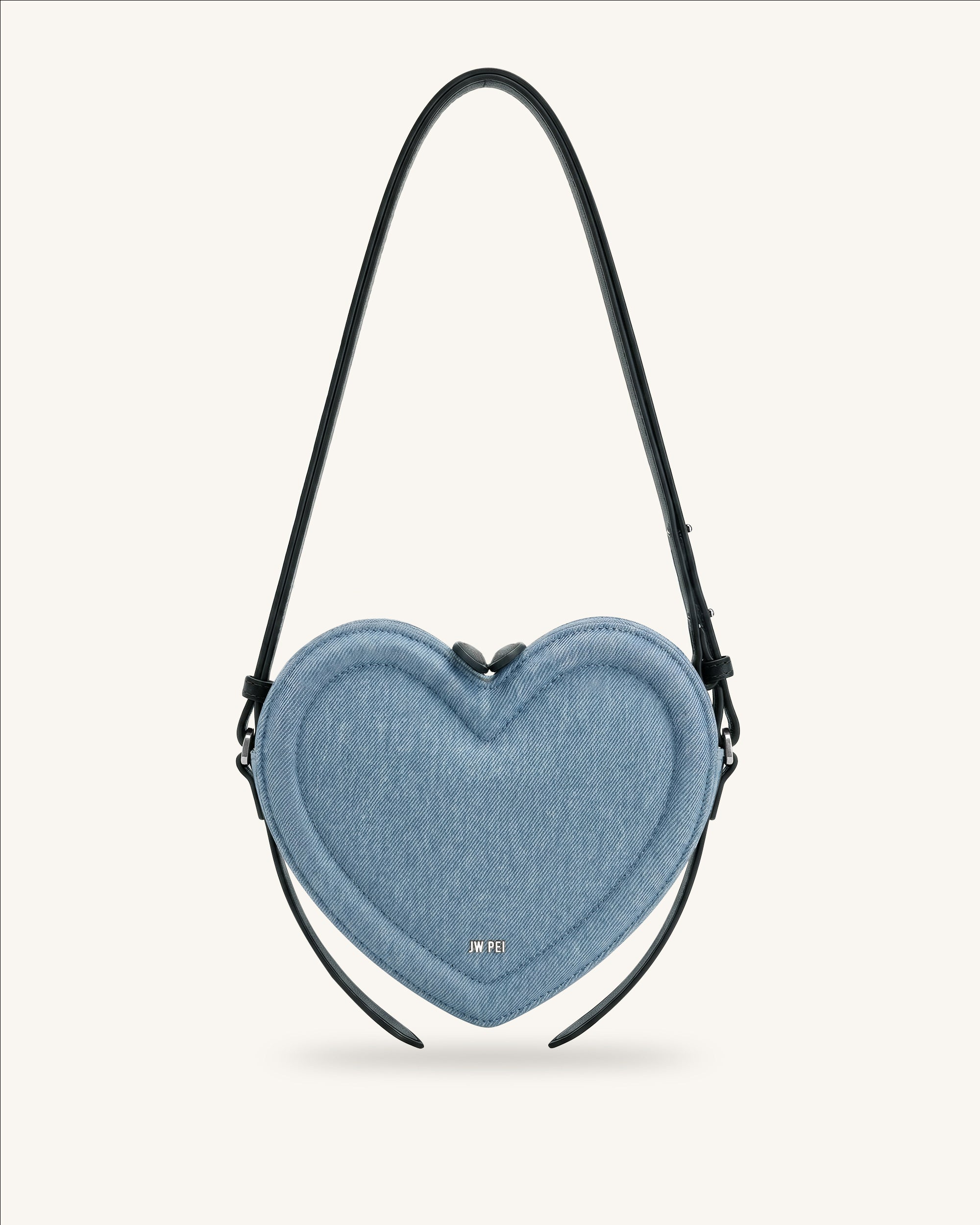 Arlene Heart Shaped Crossbody Bag - Light Blue Denim