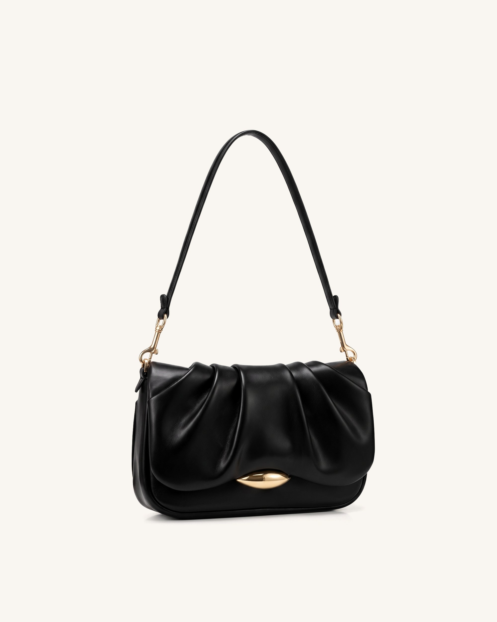 Sofia Ruched Shoulder Bag - Black - Image 2