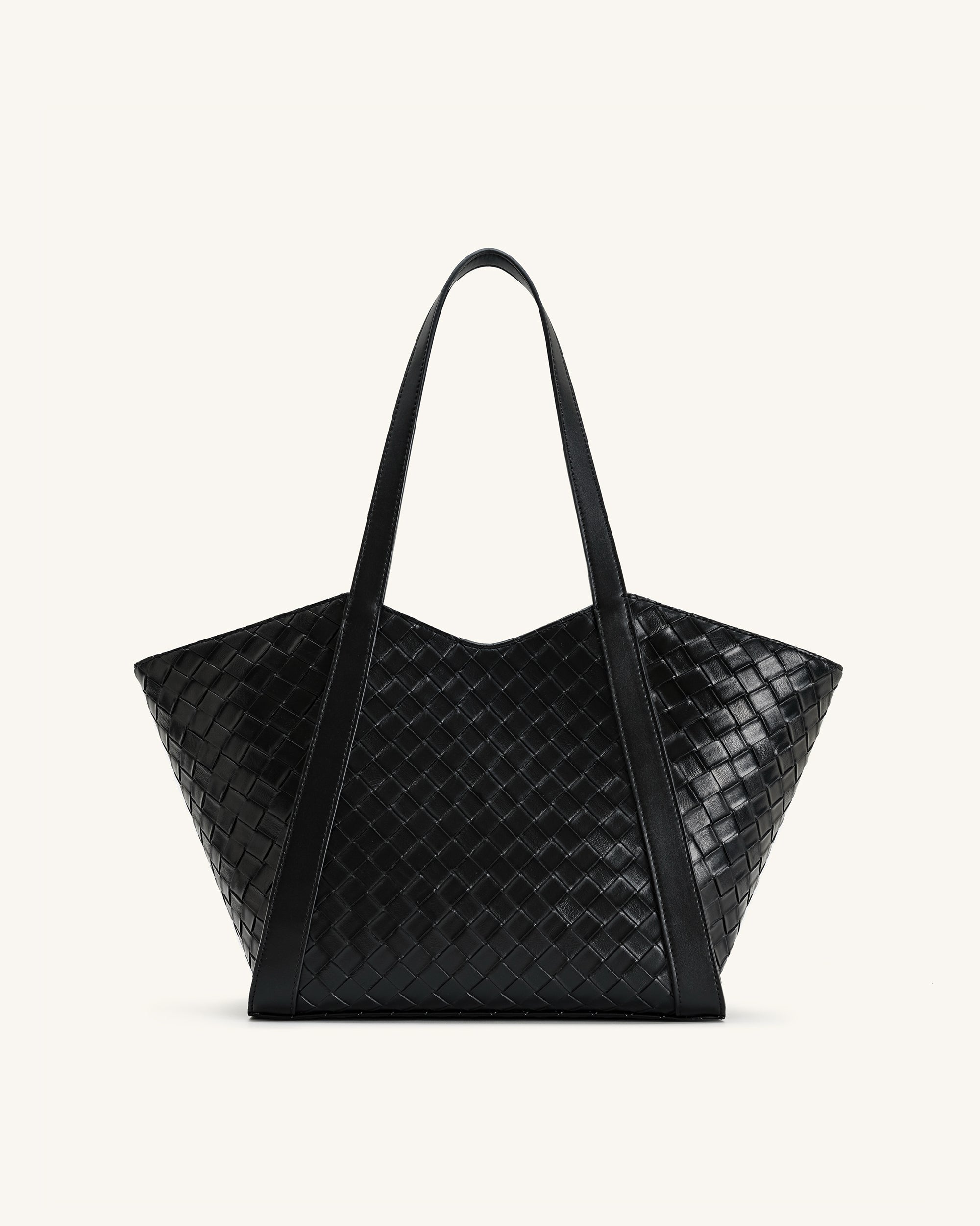 Kiana Large Capacity Weave Texture Tote Bag - Black - Image 3