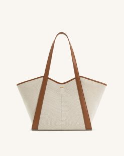 Kiana Large Capacity Tote Bag - Brown Canvas