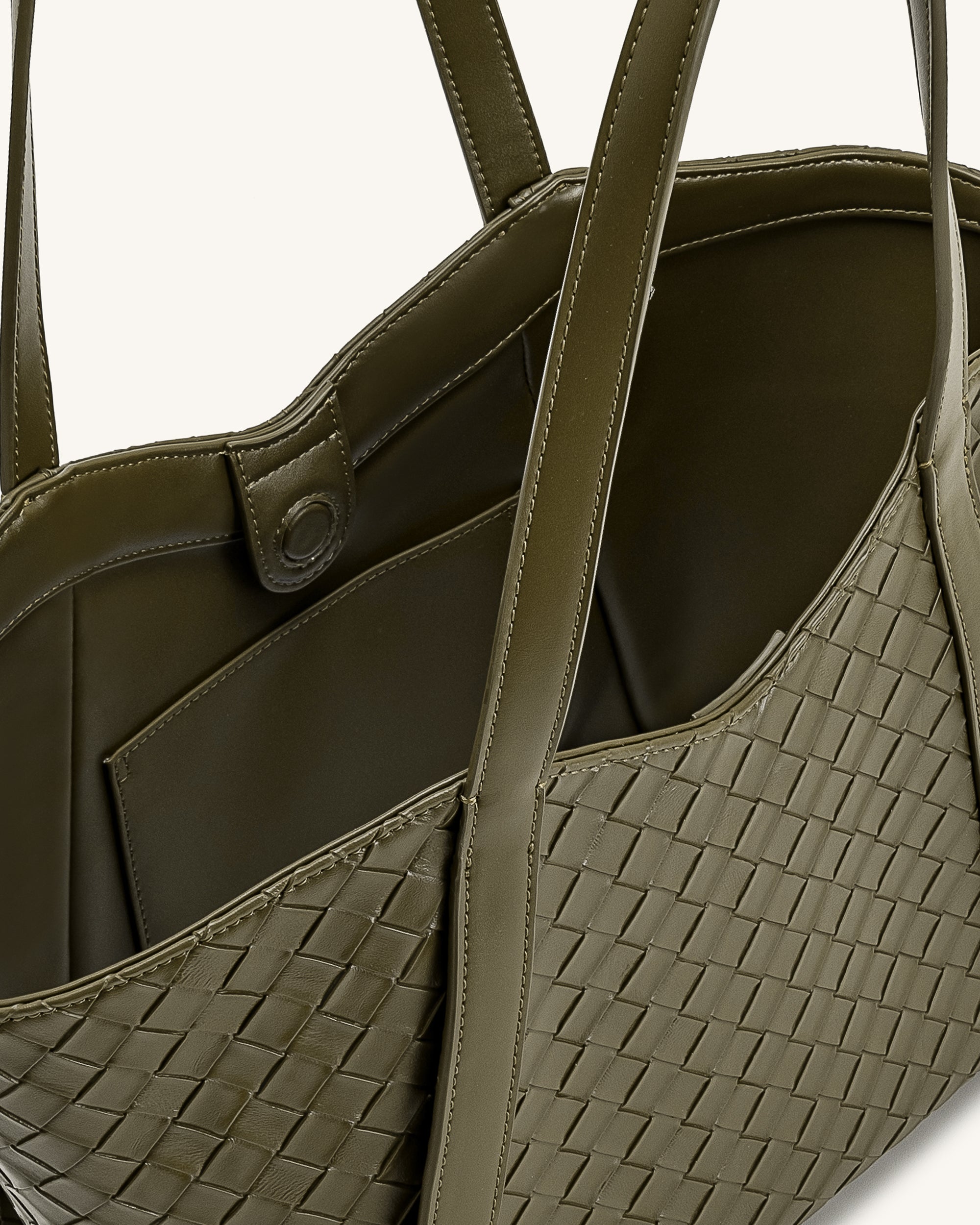 Kiana Large Capacity Weave Texture Tote Bag - Dark Olive - Image 4