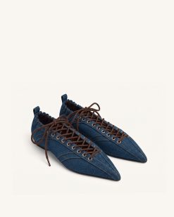 Alternative view of Ava Lace-Up Flats - Denim Blue