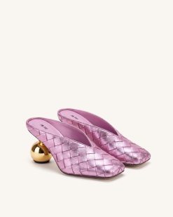 Alternative view of Ellie Woven Square-Toe Mule Heels - Purple