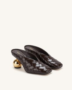 Alternative view of Ellie Woven Square-Toe Mule Heels - Dark Brown