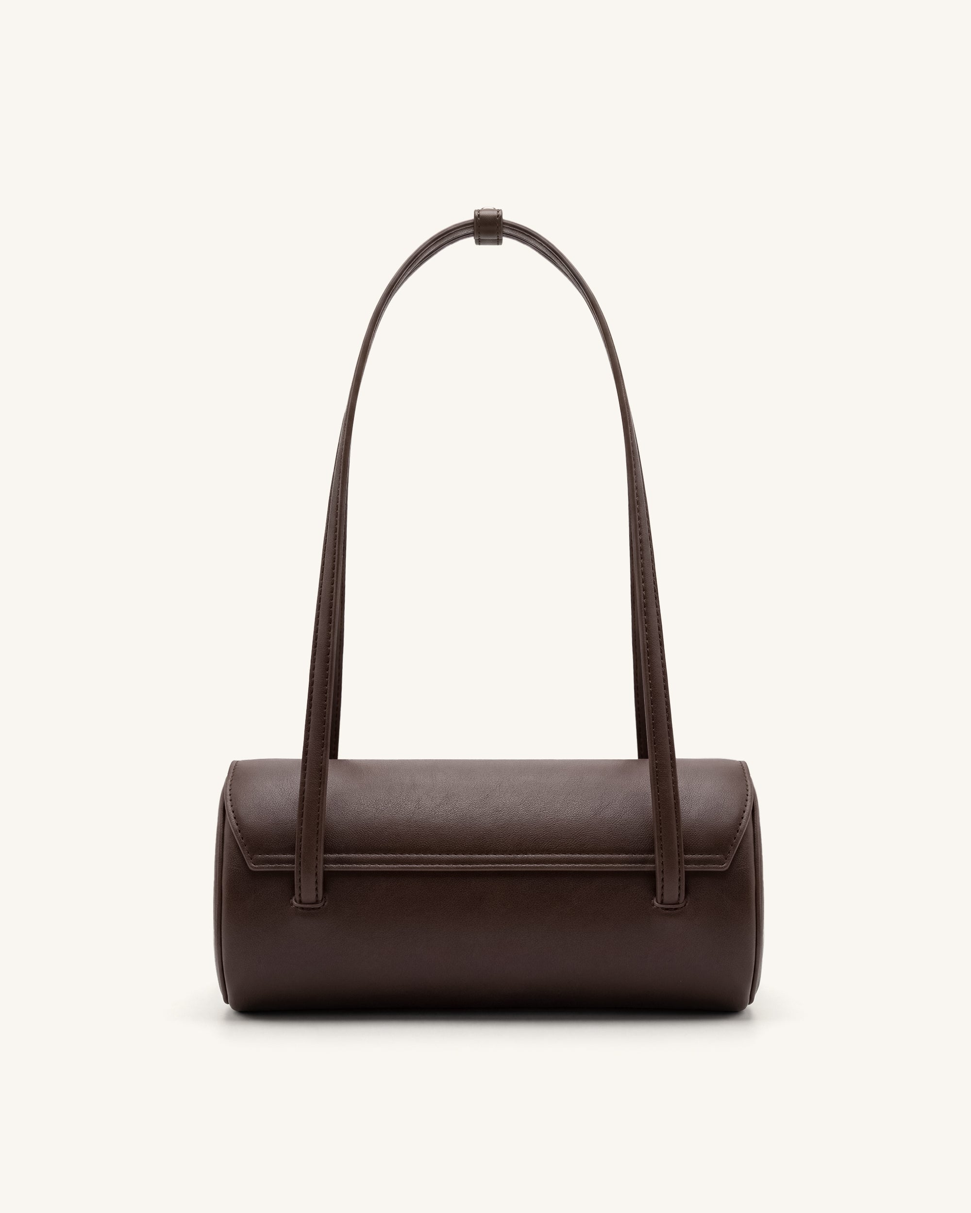 Solenne Barrel Shoulder Bag - Dark Brown - Image 3