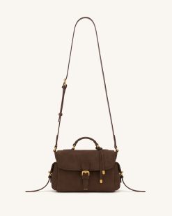 Alternative view of Marina Faux Suede Flap Multi-Pocket Top Handle Crossbody Bag - Dark Brown