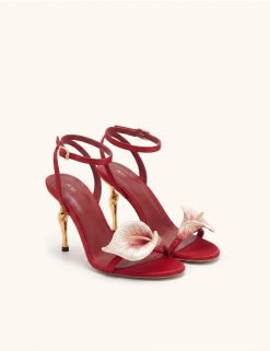 Alivia Calla Lily Gold Metal Heel Sandals - Red