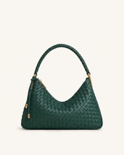 Lorena Woven Shoulder Bag - Emerald Green