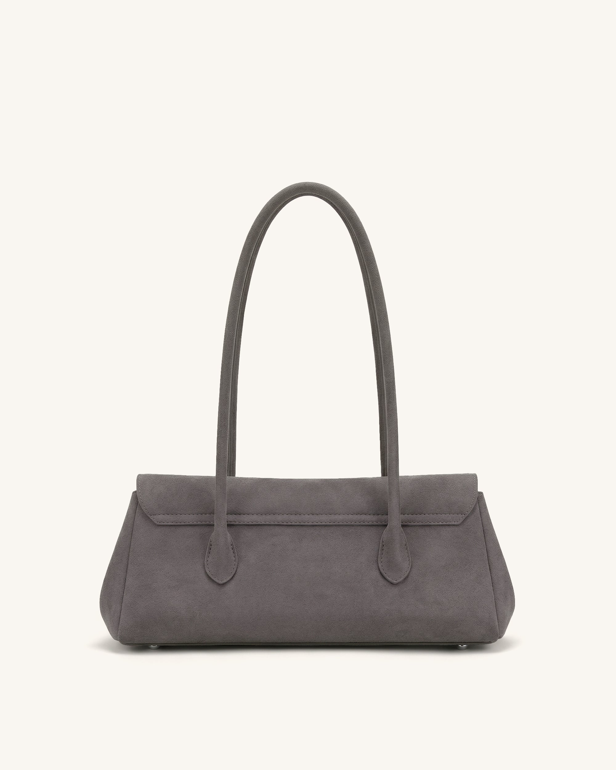 Solenne Faux Suede East-West Shoulder Bag - Taupe - Image 4