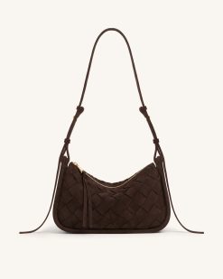 Zirelle Woven Faux Suede Hobo Bag - Brown