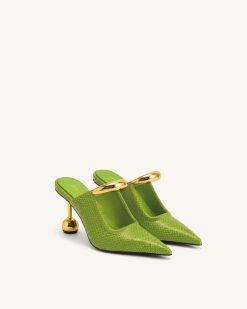 Alternative view of Sofia Metal Accent Sphere Heel Mules - Green