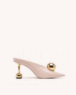 Sofia Angled Vamp Heel Mules - Dusty Pink