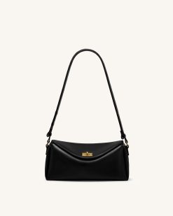 Lucia Asymmetric Flap Shoulder Bag - Black