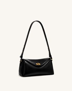 Alternative view of Lucia Asymmetric Flap Shoulder Bag - Black