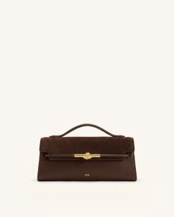 Lena Faux Suede Metal Rope Knot Top Handle Bag - Dark Brown