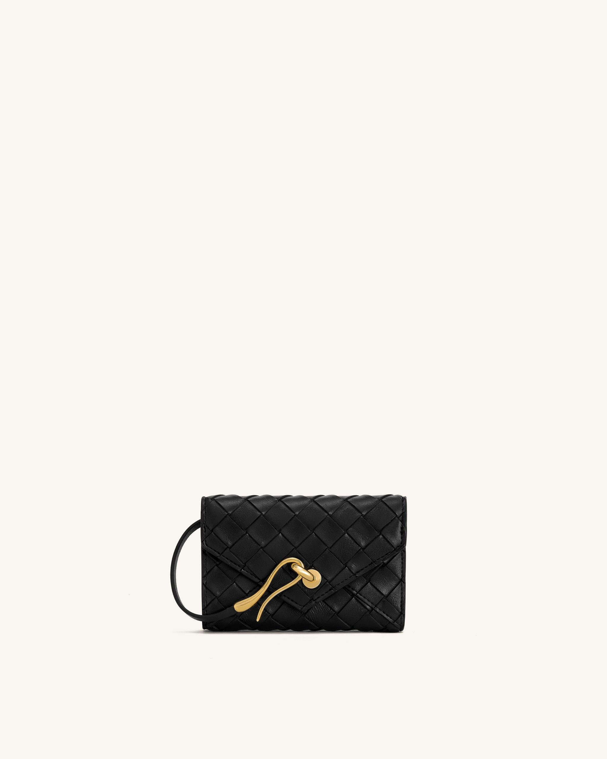 Celeste Woven Textured Envelope Wallet - Black