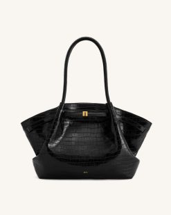 Hana Large Tote Bag - Black Croc