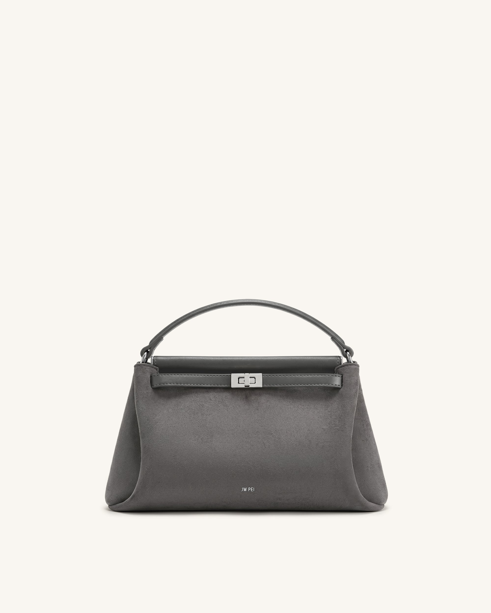 Carmen Faux Suede Top Handle Bag - Dark Gray