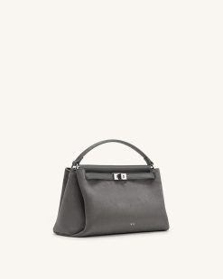 Alternative view of Carmen Faux Suede Top Handle Bag - Dark Gray
