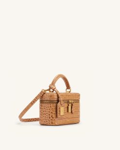 Alternative view of Cleo Box Shape Top Handle Bag - Brown Croc