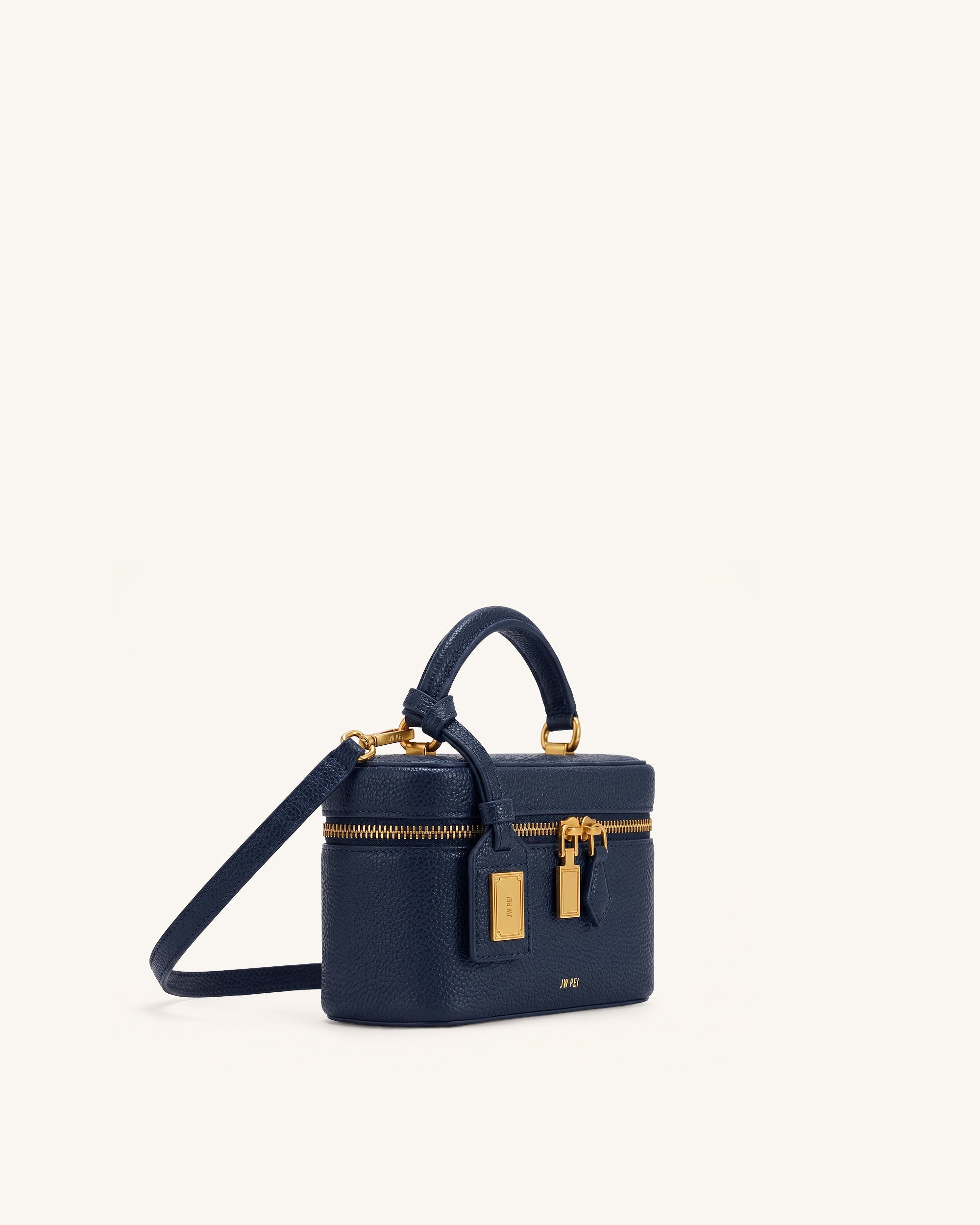 Cleo Box Shape Top Handle Bag - Navy Blue - Image 2