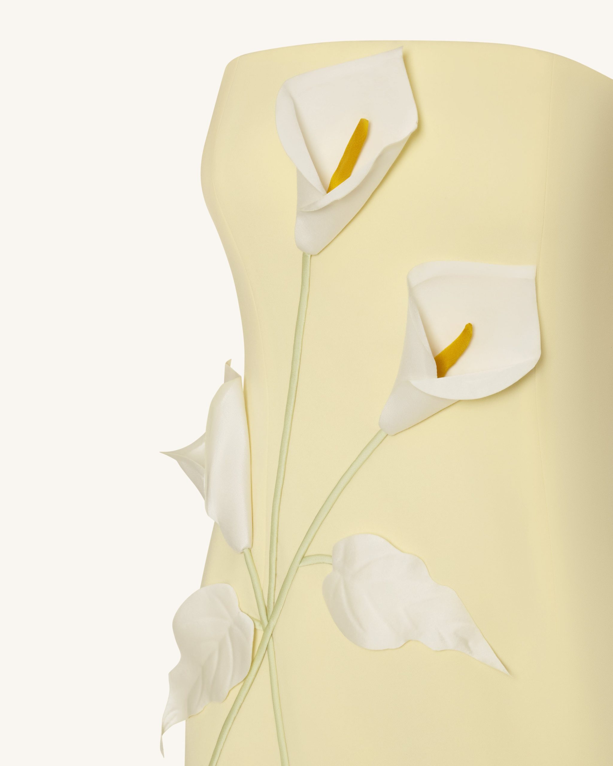 Floral Appliqué Strapless Dress - Yellow - Image 5