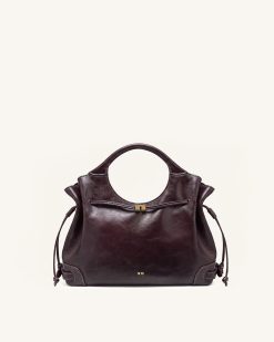 Alternative view of Virelle Waxed Vegan Leather Drawstring Tote Bag - Burgundy