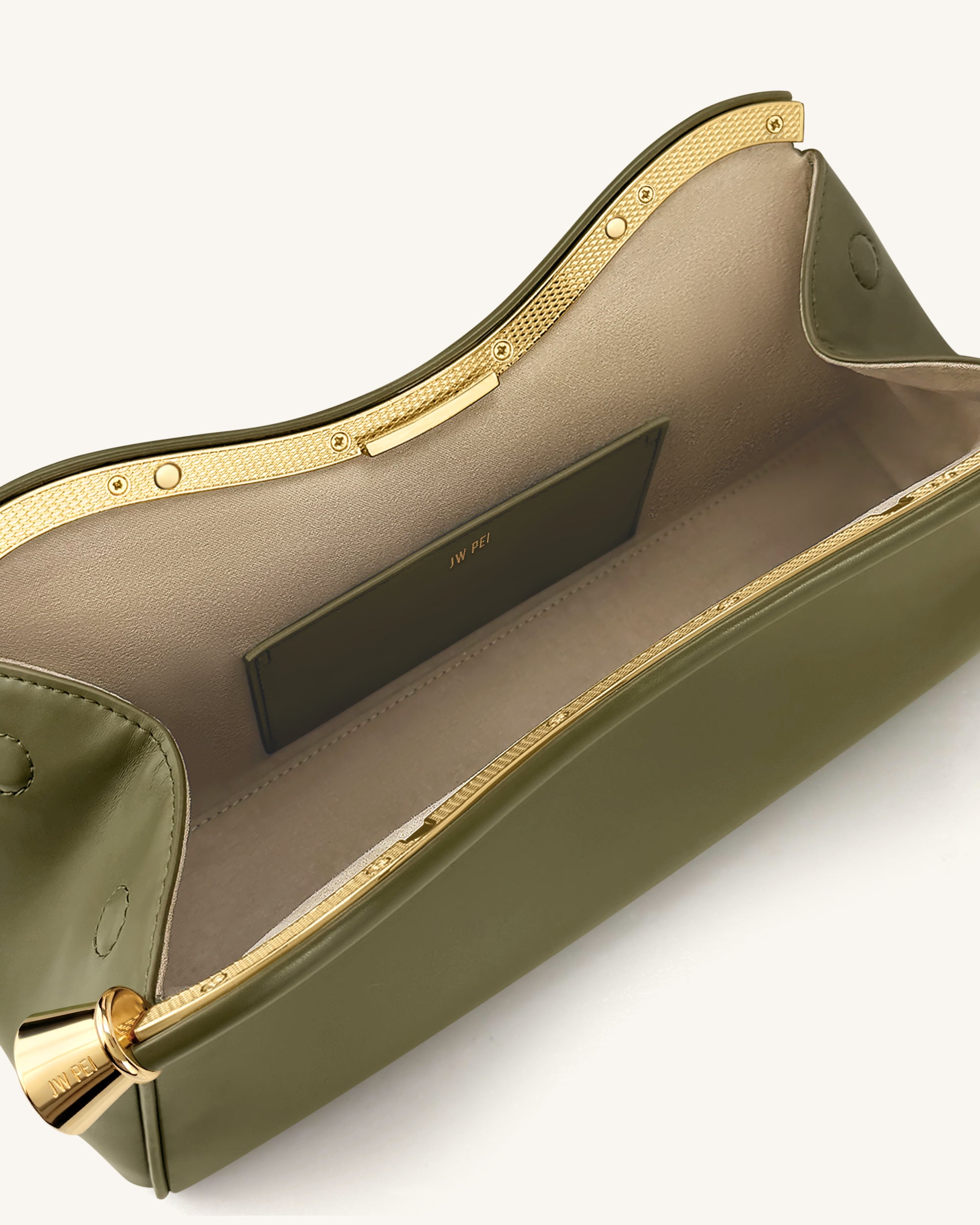 Naomi Curved Shoulder Bag - Olive Green - Image 4