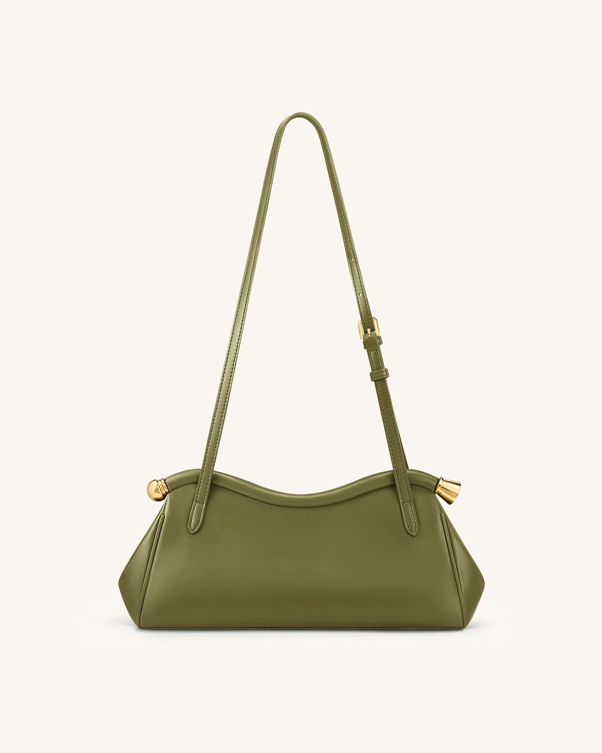 Naomi Curved Shoulder Bag - Olive Green - Image 3