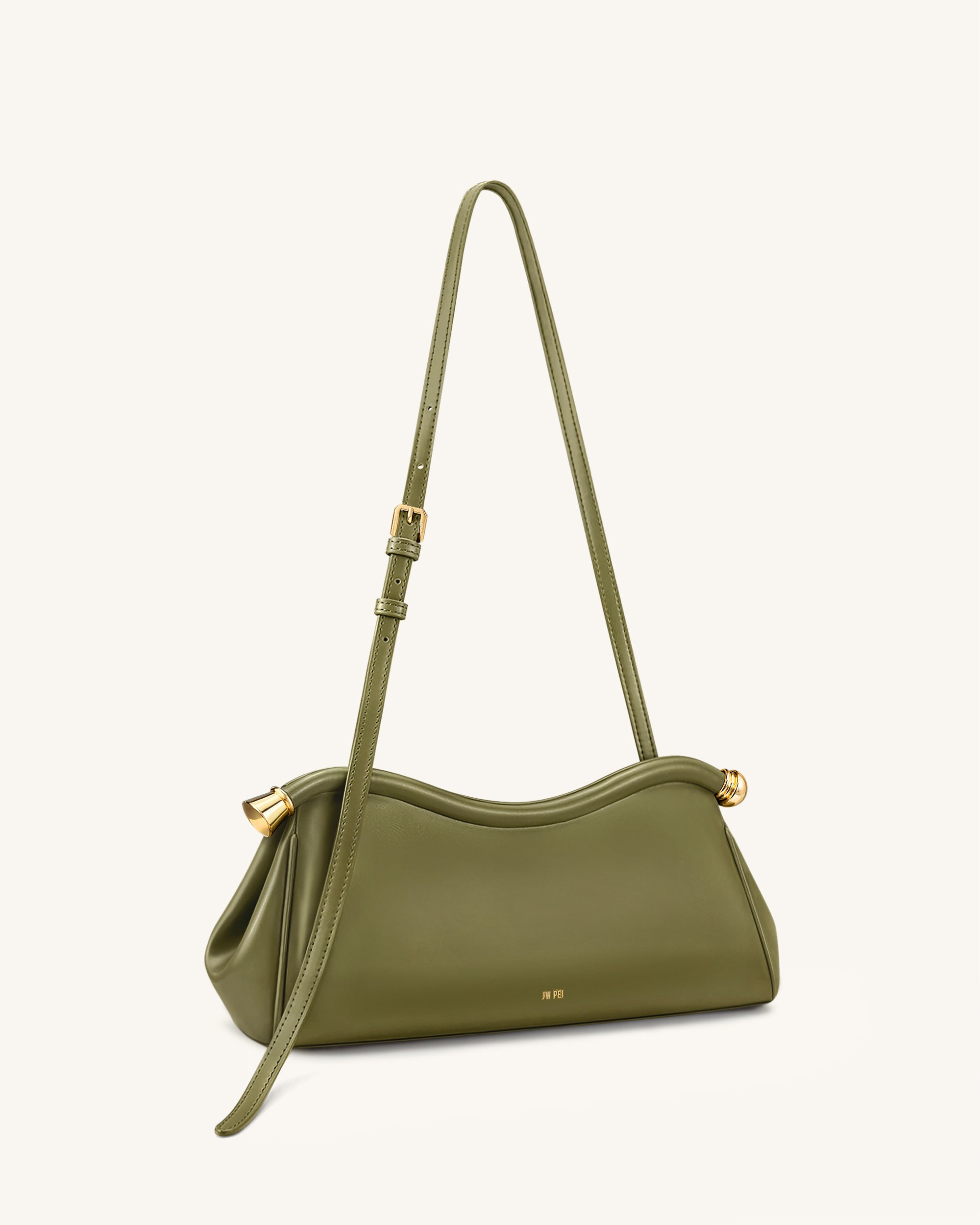 Naomi Curved Shoulder Bag - Olive Green - Image 2